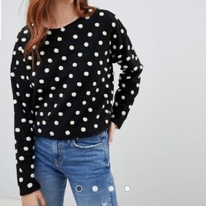 ASOS New Look Black White Polka Dot Sweater